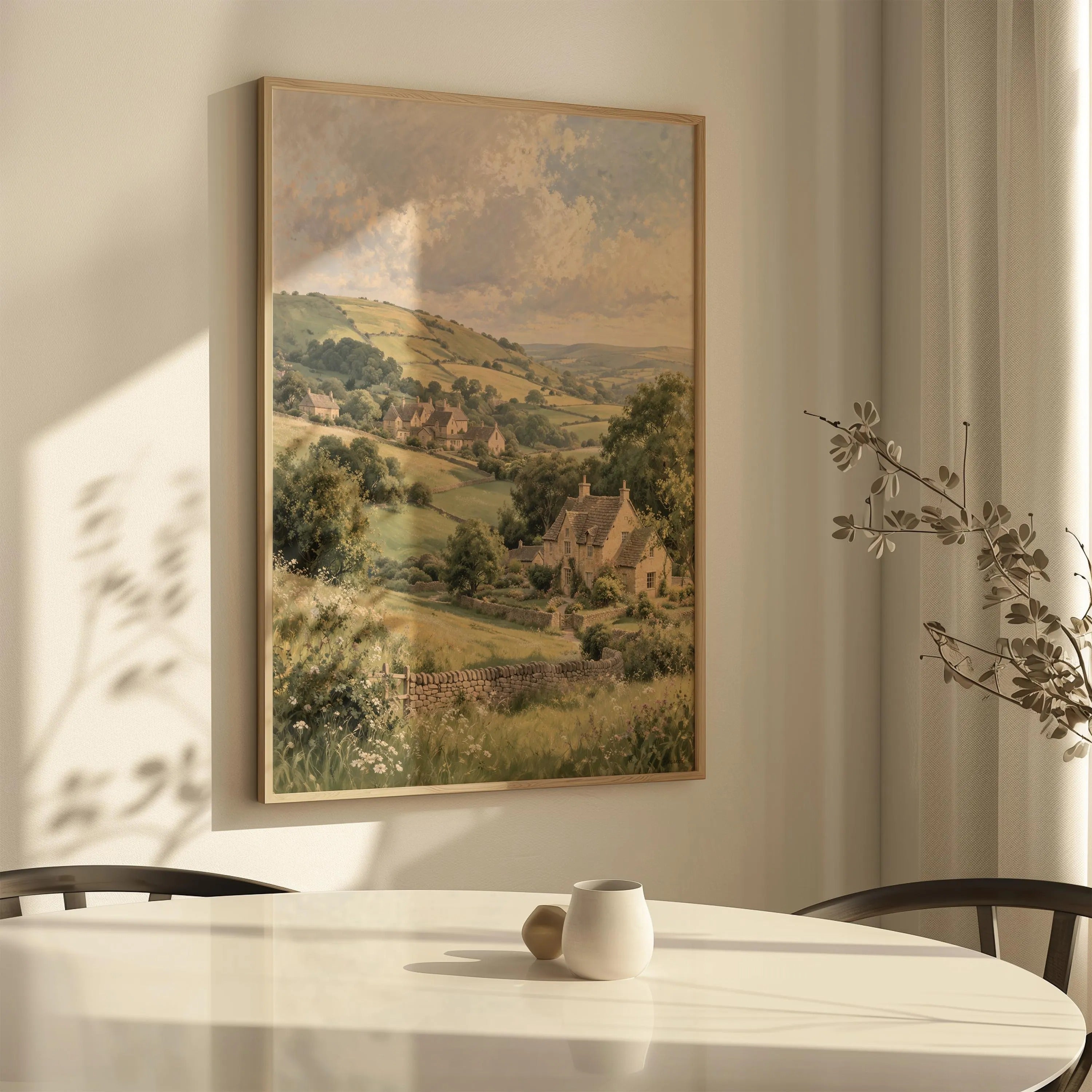 English Cotswolds Landscape – Rustic Countryside Canvas Wall Art